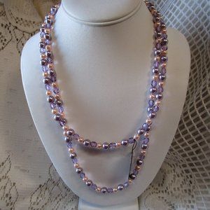 New Joan Rivers crystal Necklace 21" Length with gift Box Pastel colors
